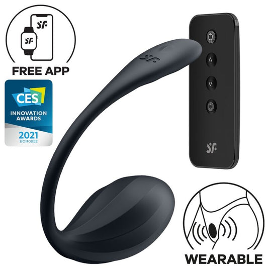 HUEVO VIBRADOR SATISFYER - RIBBED PETAL ESTIMULADOR PUNTO G CONTROL REMOTO NEGRO APP GRATUITA