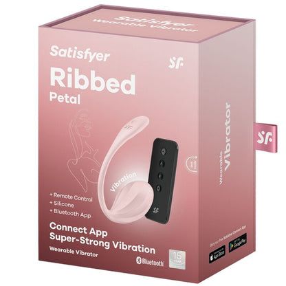 HUEVO VIBRADOR SATISFYER - RIBBED PETAL ESTIMULADOR PUNTO G CONTROL REMOTO ROSA APP GRATUITA