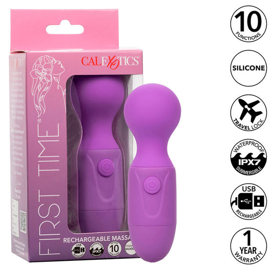 FIRST TIME MINI MASAJEADOR WAND RECARGABLE 10 VIBRACIONES VIOLETA  CALEXOTICS