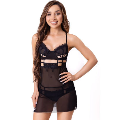 BABYDOLL + TANGA NEGRO LIVCO CORSETTI FASHION - MAIA 20247