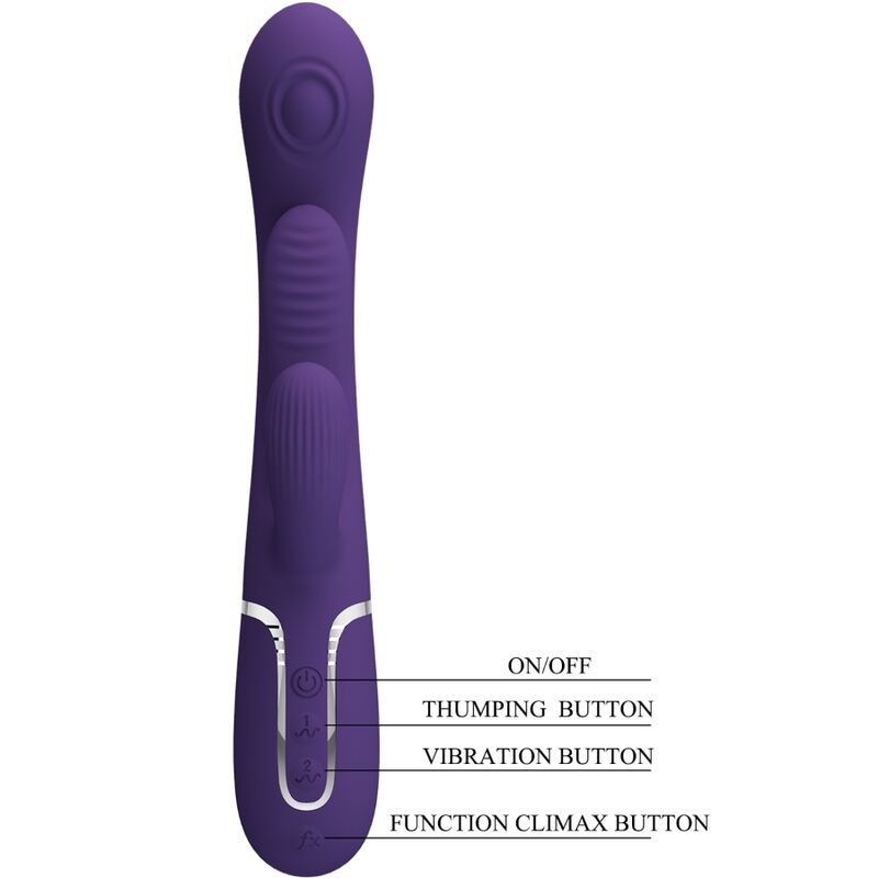 SHANIA TRIPLE VIBRADOR RABBIT MULTIFUNCIÓN MORADO RECARGABLE USB