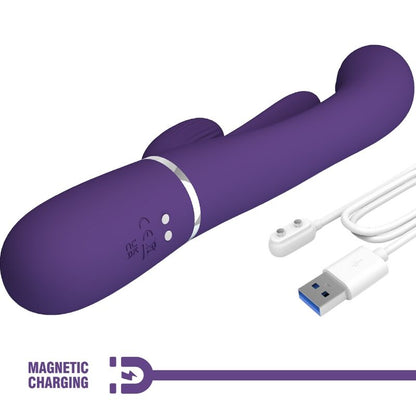 SHANIA TRIPLE VIBRADOR RABBIT MULTIFUNCIÓN MORADO RECARGABLE USB