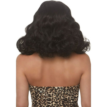 PELUCA LEG AVENUE - RETRO RIZADA CON FLEQUILLO LUMINISCENTE NEGRO