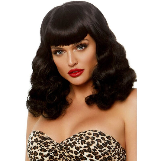 PELUCA LEG AVENUE - RETRO RIZADA CON FLEQUILLO LUMINISCENTE NEGRO