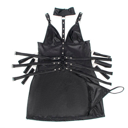 VESTIDO BONDAGE SUBBLIME - 954406 DE CUERO NEGRO S/M