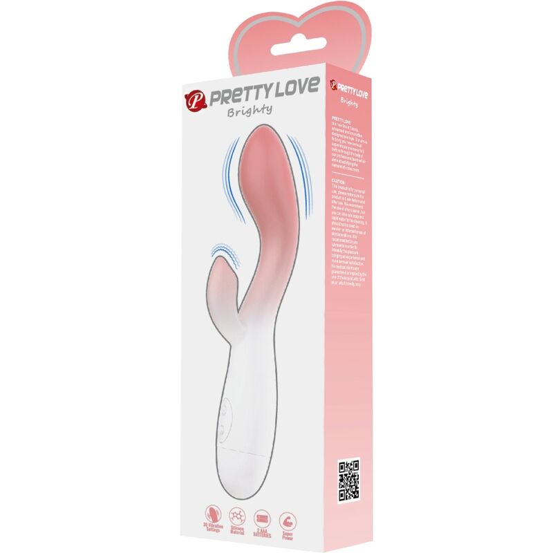 BRIGHTY VIBRADOR RABBIT 30 VIBRACIONES ROSA CON BATERÍAS AAA