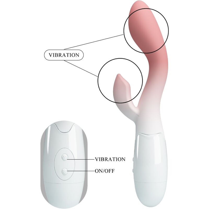 BRIGHTY VIBRADOR RABBIT 30 VIBRACIONES ROSA CON BATERÍAS AAA