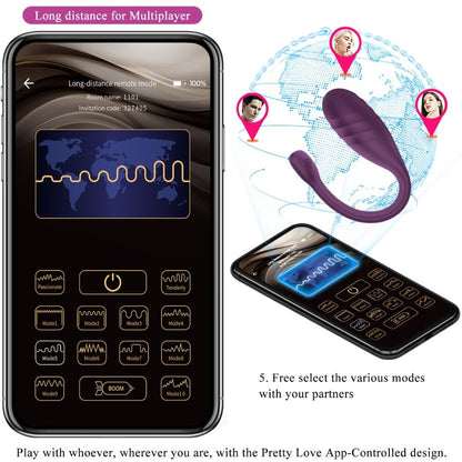 HUEVO VIBRADOR PRETTY LOVE - LEVIATHAN CONTROLADO POR APP MORADO