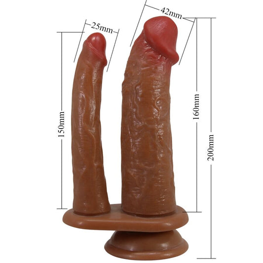 DOBLE DILDO PRETTY LOVE - GORAN REALÍSTICO NATURAL MULATO
