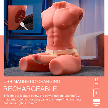 XISE - JASON HALF BODY TORSO REALÍSTICO MASCULINO CON THRUSTING Y VIBRACIÓN 55 CM