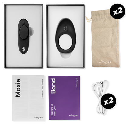 TEASE US SET BOND + MOXIE 2 ANILLOSVIBRADORES CONTROLADOS POR APP WE VIBE