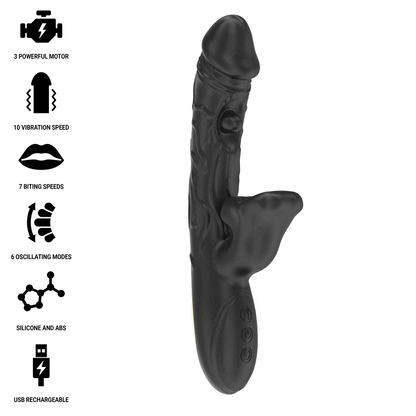 IBIZA - VIBRADOR Y ESTIMULADOR DE CLÍTORIS CON EFECTO MORDEDOR Y ROTACIÓN