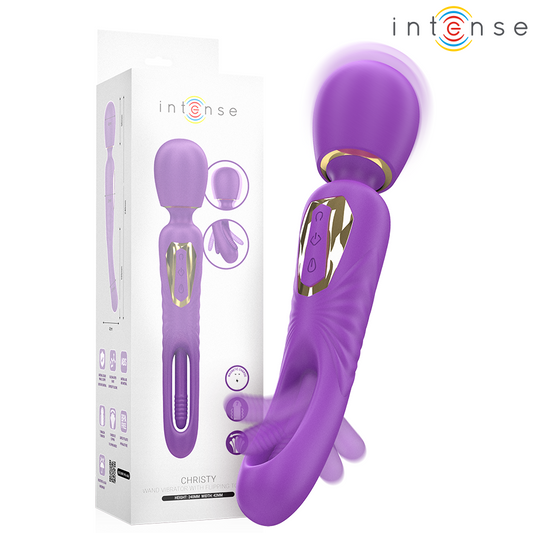 CHRISTY VIBRADOR WAND 2 EN 1 CON LENGUA GIRATORIA RECARGABLE USB