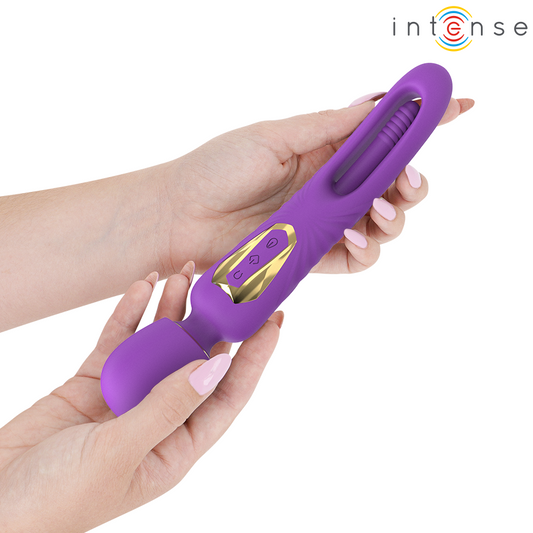 CHRISTY VIBRADOR WAND 2 EN 1 CON LENGUA GIRATORIA RECARGABLE USB