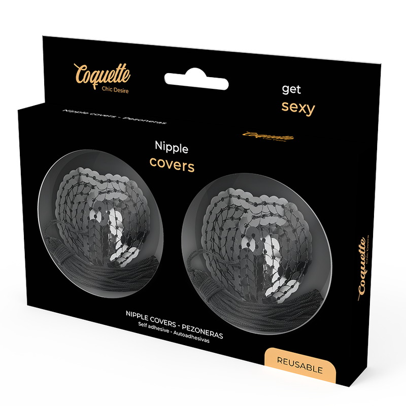 CUBRE PEZONES COQUETTE CHIC DESIRE - NEGRO LENTEJUELAS
