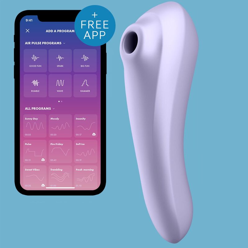 DUAL PLEASURE AIR PULSE ESTIMULADOR Y VIBRADOR CON APP SATISFYER - VIOLETA