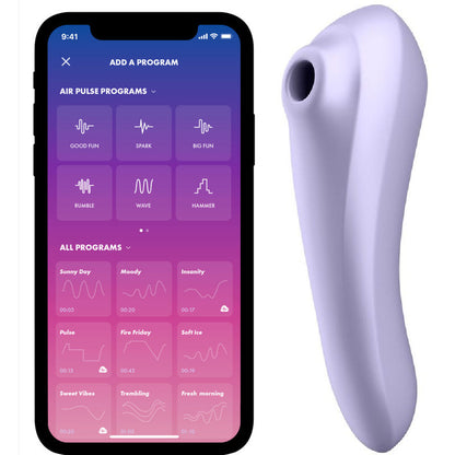 DUAL PLEASURE AIR PULSE ESTIMULADOR Y VIBRADOR CON APP SATISFYER - VIOLETA