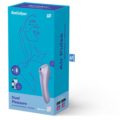DUAL PLEASURE AIR PULSE ESTIMULADOR Y VIBRADOR CON APP SATISFYER - VIOLETA