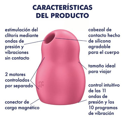 PRO TO GO 1  DOBLE ROJO ESTIMULADOR Y VIBRADOR ONDAS DE PRESIÓN SATISFYER