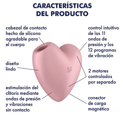 CUTIE HEART AZUL ESTIMULADOR Y VIBRADOR ONDAS DE PRESIÓN SATISFYER