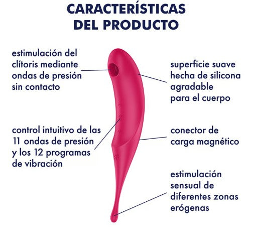 ESTIMULADOR Y VIBRADOR ONDAS DE PRESIÓN 2 EN 1 SATISFYER TWIRLING PRO