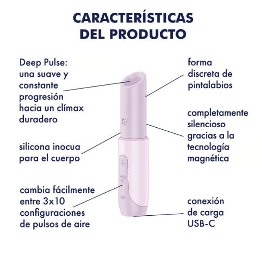 SECRET KISS ESTIMULADOR ONDAS DE PRESIÓN DISCRETO SIMIL LABIAL ROSA SATISFYER