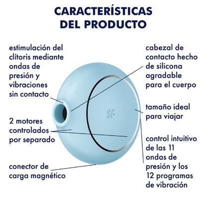 PRO TO GO 3 DOBLE NEGRO ESTIMULADOR Y VIBRADOR ONDAS DE PRESIÓN SATISFYER