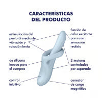 SATISFYER - HEAT FLEX 4 VIBRADOR EFECTO CALOR 12 VIBRACIONES AZUL