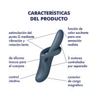 SATISFYER - HEAT FLEX 4 VIBRADOR EFECTO CALOR 12 VIBRACIONES GRIS